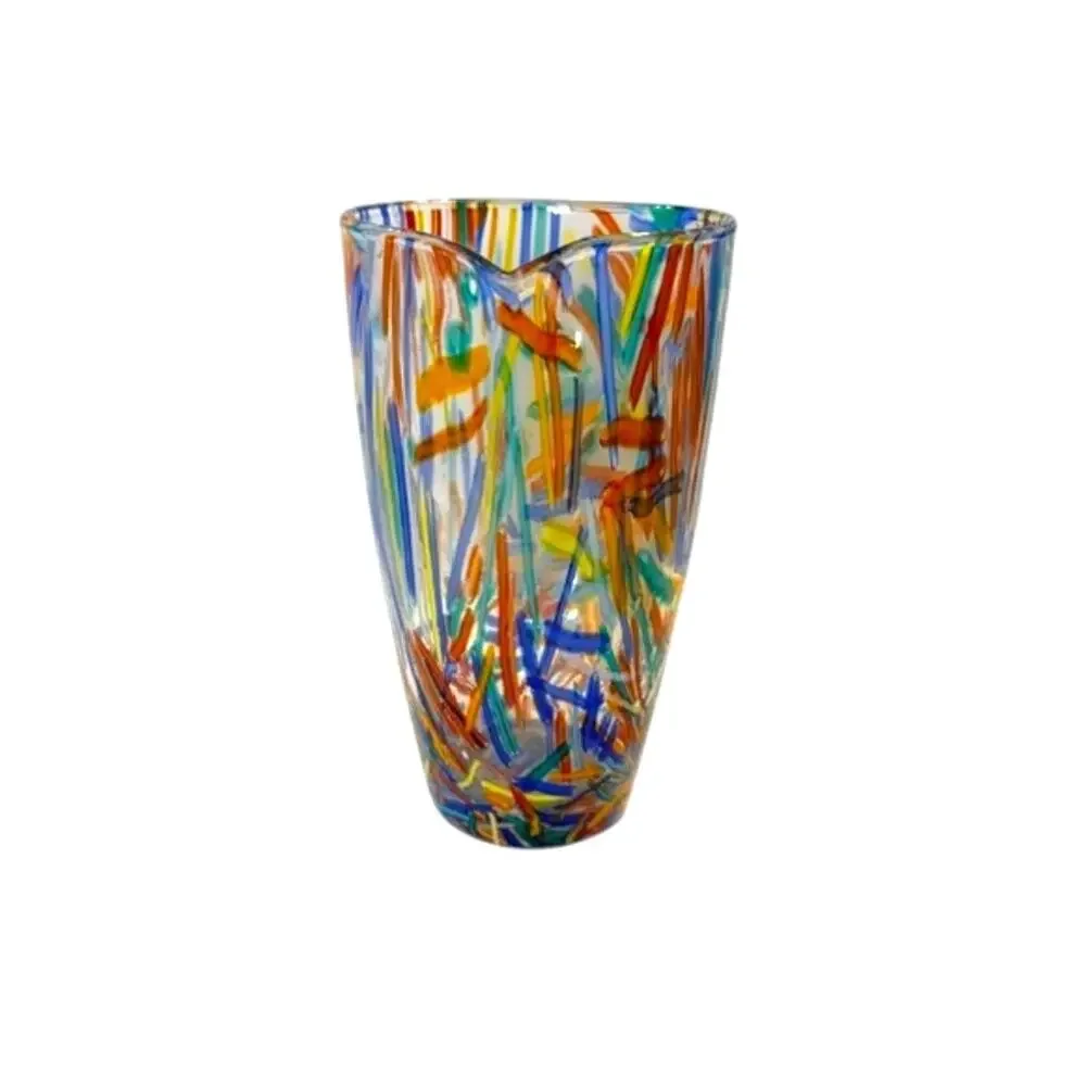 Pier 1 Confetti Hand Blown Multicolor Art Glass Pitcher 9.25